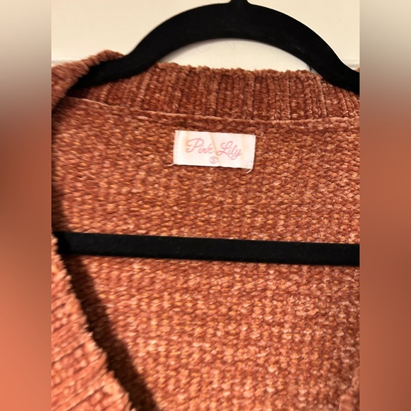 Pink Lily Without A Doubt Brown Chenille Sweater - Picture 3 of 6